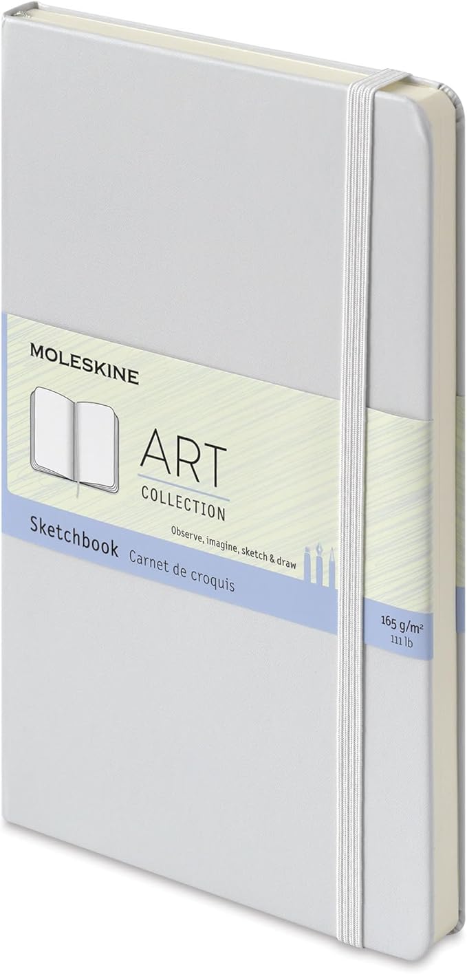 Moleskine Art Sketchbook, Large, Plain, Cool Gray, Hard Cover (5 x 8.25)