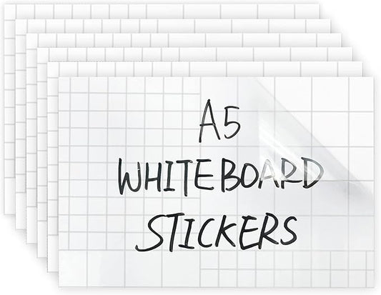 Clear Dry Erase Board Paper-Whiteboard for Fridge-Clear Contact Paper Sheets for Wall-Adhesive Dry Erase Board Sticker for Desk/Refrigerator/Office/Classroom/Wallpaper(5.82''X8.27''X6 Pcs)