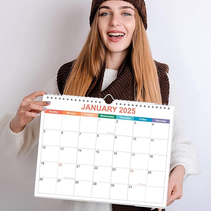 Calendar 2025, Wall Calendar 2025-2026 from January 2025 - June 2026, 18 Months Calendar with Premium Paper, Twin-Wire Binding & Hanging Hook, 8.5" x 11", Colorful