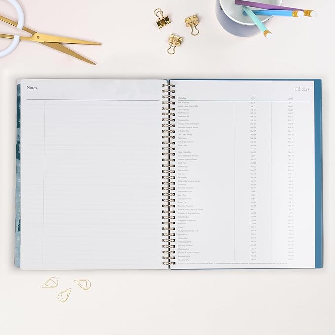 Blue Sky 2024 Weekly and Monthly Planner, January - December, 8.5" x 11", Frosted Cover, Wirebound, Bakah Blue (137261-24)