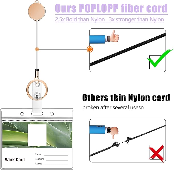 Retractable Lanyards for ID Badges and Keys, Cute Breakaway Teacher Lanyard with Badge Holders and Reels, Silicone Beaded Lanyard for Women, Nurses, Office with 2 Waterproof Card Holders