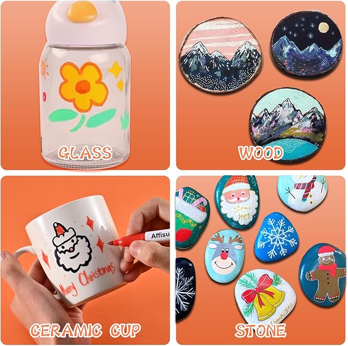 12 Colors Permanent Markers, 144 Pack Permanent Markers, Assorted Colors Marker,Fine Point, Permanent Markers Bulk, Fast Dry, Waterproof, work on Plastic, Glass, Metal, Wood and Stone