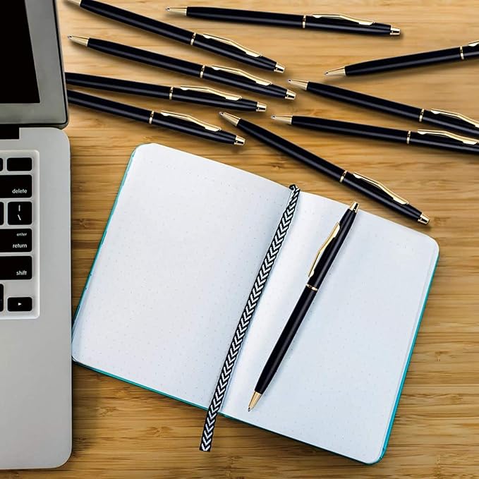 Cambond Black Pens Ballpoint Pens - Black Ink Bulk Pens 1.0 mm Medium Point Smooth Writing Office Pens for Men Women Police Uniform Office Business, 10 Pack (Black)