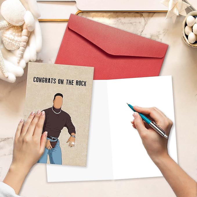Funny Engagement Gifts for Woman Man, Cool Engagement Card for Couples, Wedding Congratulations Card for Bride Groom, Congrats Wedding Card, Congrats on the Rock