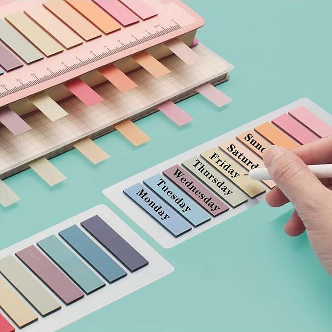 ELII 3600pcs Book Tabs,Writable Translucent Tabs for Annotating Books,Transparent Sticky Notes Page Markers for Notebooks, Writable and Repositionable Book Flags Strip Index Tabs