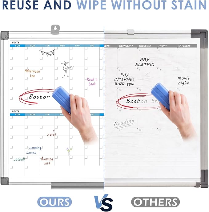 MAKELLO Large Magnetic Dry Erase Calendar Whiteboard Quarterly for Home, Bedroom, Office, Classroom, 4 Months, 36x24 in
