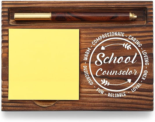School Counselor Gift Sticky Note Holder Wooden, Thank You School Counselor Gift, Appreciation Gift for Psychology Graduate Therapist Social Worker Desk Self-Stick Note Pad Holders TZP14