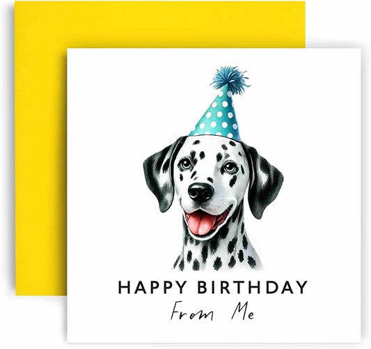 Huxters Birthday Card from the Dog – Dalmatian - Happy Birthday to Dog Mum and Dog Dad – Birthday Card from the Dog to Friends Family First Birthday (Dalmatian)