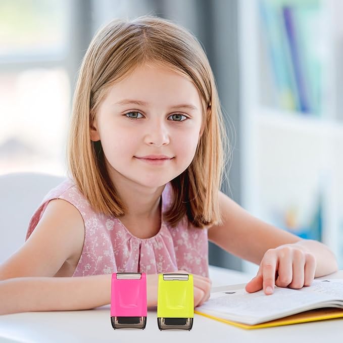 Sherr 2 Handwriting Line Stamp Roller Dashed Handwriting Lines Practice Roller Stamp for Kids, Teachers Kindergarten Education Classroom Back to School Need(2.72 x 2.44 x 1.65 Inch,Green, Pink)