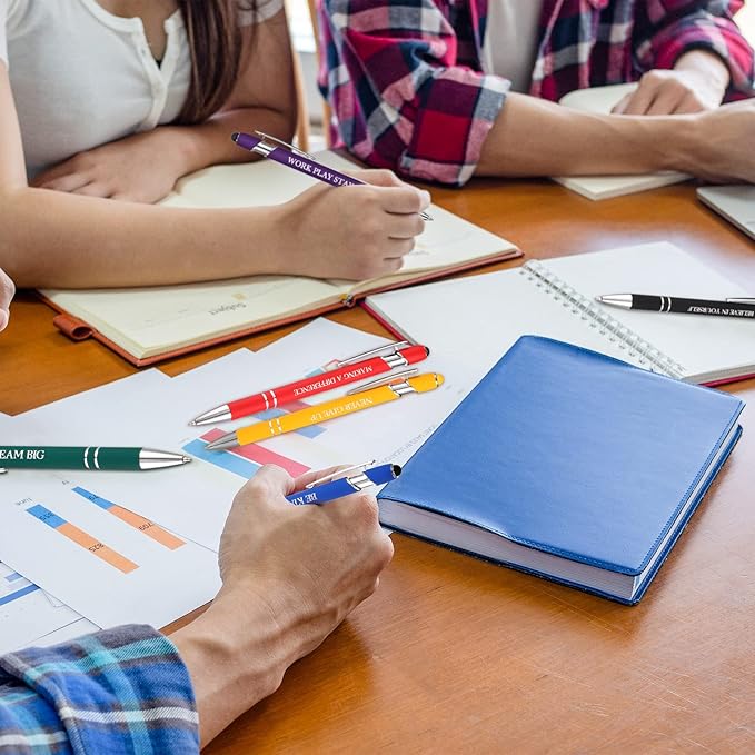 Zonon 12 Pieces Inspirational Pens Bulk Easter Basket Stuffers Motivational Quotes Ballpoint Pens with Stylus Tip Inspirational Gifts for School Office Teachers(Classic Colors,Graduation Style)