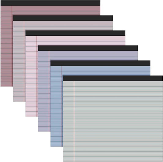 Lincia 6 Pcs 11" x 9.5" Legal Pads College Ruled Notepad Landscape Notebook Horizontal Lined Notebook 80 Gsm Assorted Colors Paper Pastel Writing Pads for School Office, 40 Sheet (Classic Color)