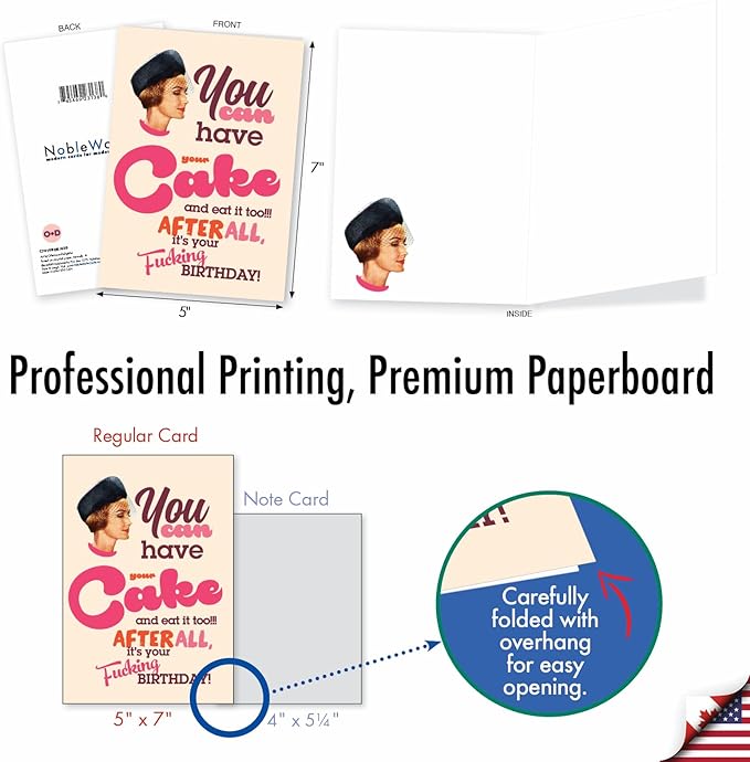 NobleWorks - 1 Funny Women's Birthday Card - Hilarious Bday Greeting Card with Envelope, Sassy Celebration - Have Your Cake C7019BDB