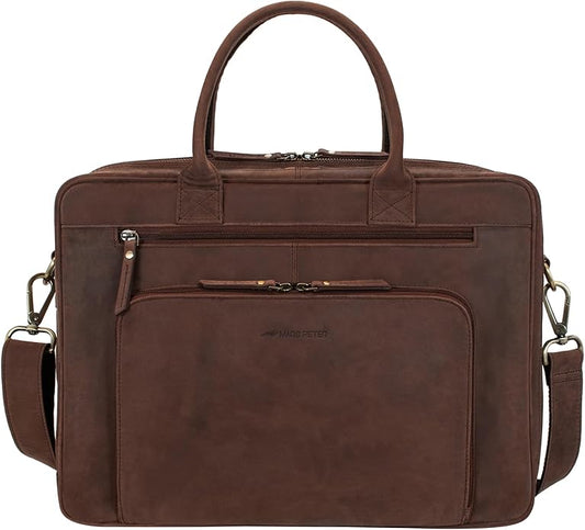 Marc Peter Hamilton Real Leather Business Bag for Men and Women | 15.6 inch Laptop Bag | Shoulder Bag for Men