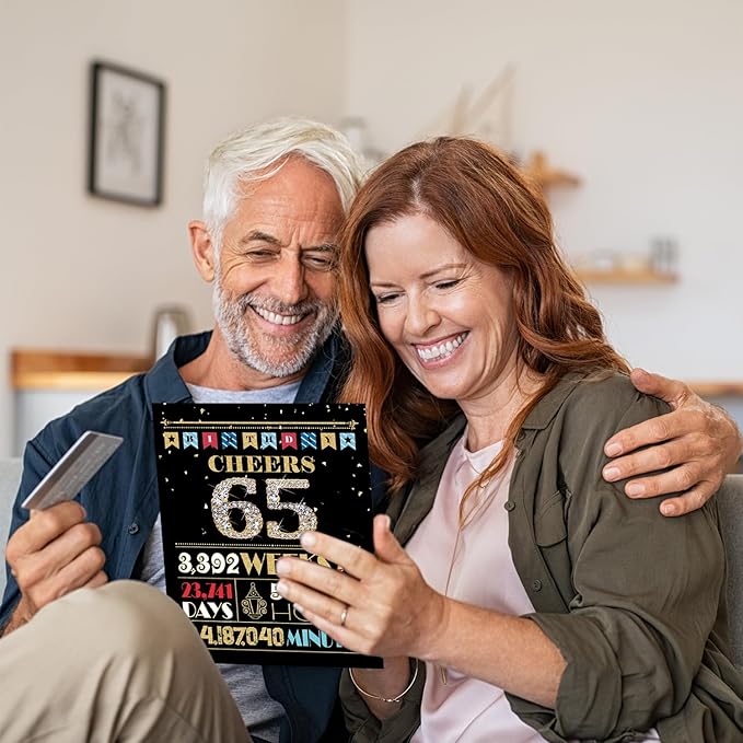 65th Birthday Card, 65th Birthday Gifts for Women Men, 65th Birthday Decorations for Him Her, Back in 1960 Birthday Card, Black Gold
