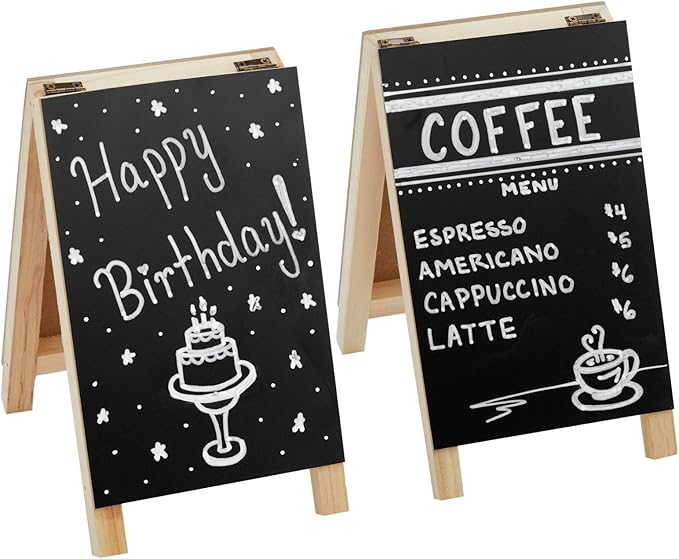 2 Pack Mini Chalkboard Easel Signs for Tabletop Decorations, Restaurant Food Display, Message Boards, Small Business, Wedding, Catering Events, Coffee Shop (4.5x7.5 in)