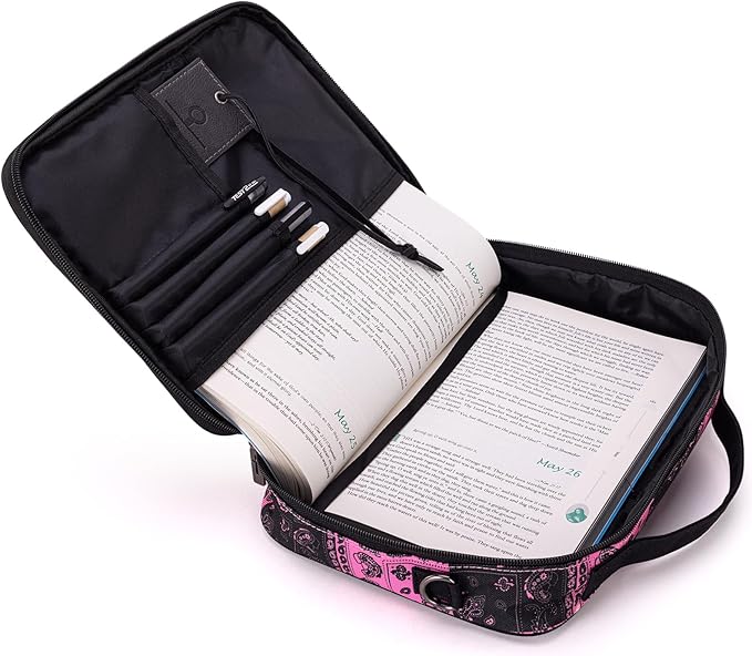 Montana West Bible Book Covers for Women Canves Bible Cases with Zippered Pocket Bible Bags Handheld Crossbody Church Bible Study Supplie