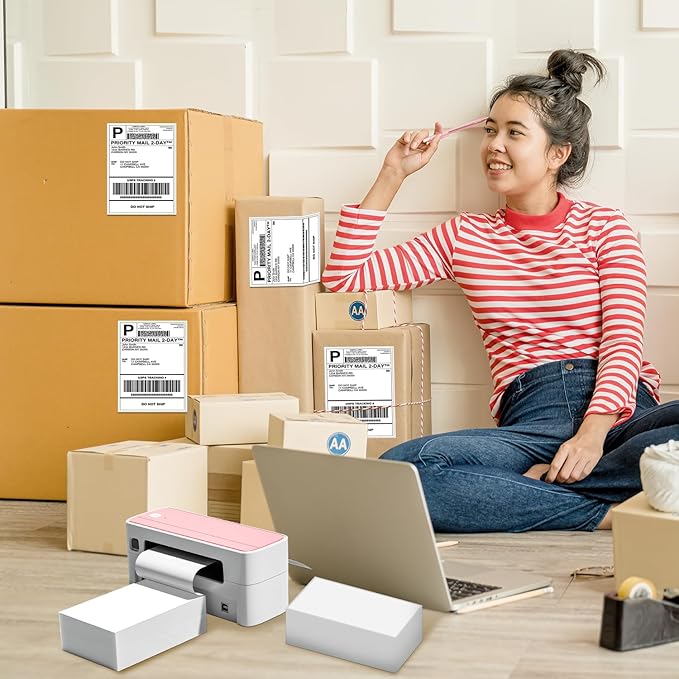 Phomemo 4X6 Thermal Labels - Shipping Labels, Thermal Printer Labels, Fan-Fold Labels for Shipping Labels, Address, Mail, Compatible with Zebra, Munbyn, Rollo, Polono, Nelko, Pack of 1000, White