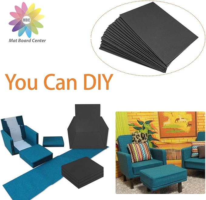 Mat Board Center, Pack of 10 Acid-Free Foam Boards, 16x20 inch Black Foam Boards, 3/16" Thick