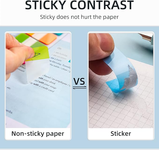 Golcellia Sticky Book Index Tabs, Page Tabs Markers, Sticky Notes Tabs 1080 Pieces(6 Styles, 25 Colors) Annotation Tabs, Book Annotation Supplies Study Pack