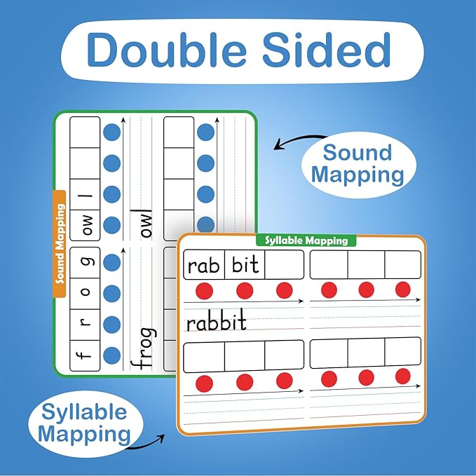 Aizweb 12 Pack Phonemic Awareness Dry Erase Board,9" x 12" Syllable Small Whiteboard,Speech Therapy Material Phonics Games,Science Reading Manipulative,Preschool Kindergarten Classroom Must Have