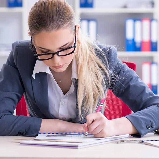 Zonon 12 Pieces Inspirational Pens Bulk Easter Basket Stuffers Motivational Quotes Ballpoint Pens with Stylus Tip Inspirational Gifts for School Office Teachers(Pink,Motivational Style)