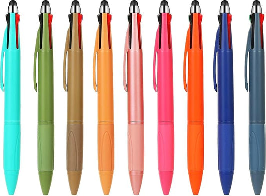 Multicolor Pen in One Multi Color Pen with Stylus Tip 4 Color Pen Nurse Accessories for Work Stylus Pens for Touch Screens 1.0mm Ballpoint Pen (9)