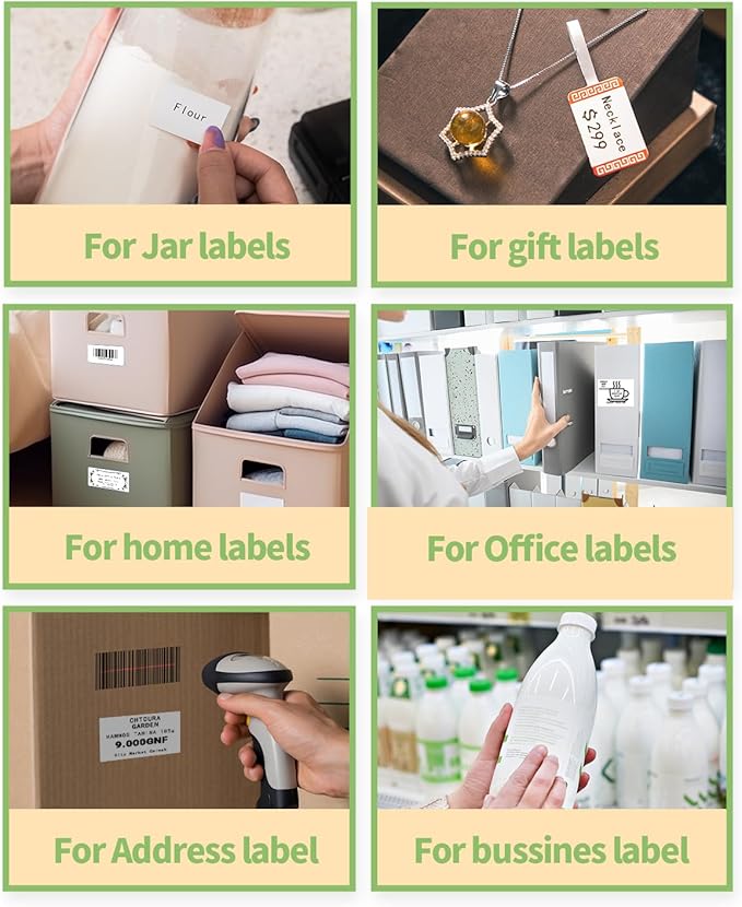 Thermal Sticker Labels Compatible with Phomemo M110/M220/M221/M120/M200/M110S Label Makers, 1.97"x3.15"(50mm*80mm), Thermal Paper for Bussiness/Design/Barcode,Black on White,100 Labels/Roll