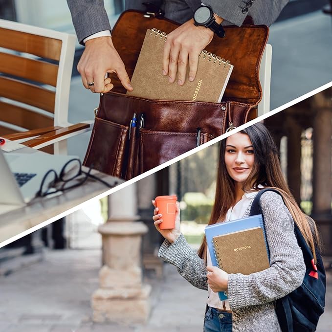 Spiral Notebook College Ruled Soft Cover Suede Aesthetic Note book 160 Pages 8.5" x 6.34" For Work Note taking,Journals For Writing School Office With Double-Sided Pocket,100GSM Thick Paper