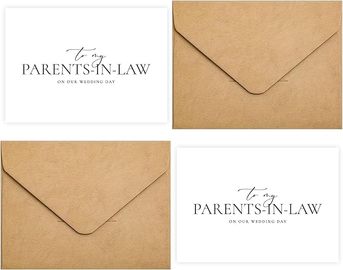Set of 2 Parents In Law Wedding Day Card, Parents In Law Of The Bride/Groom Gifts, To My Parents In Law On Our Wedding Day. (Parents-in-Law A)