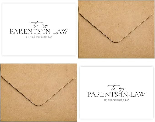 Set of 2 Parents In Law Wedding Day Card, Parents In Law Of The Bride/Groom Gifts, To My Parents In Law On Our Wedding Day. (Parents-in-Law A)