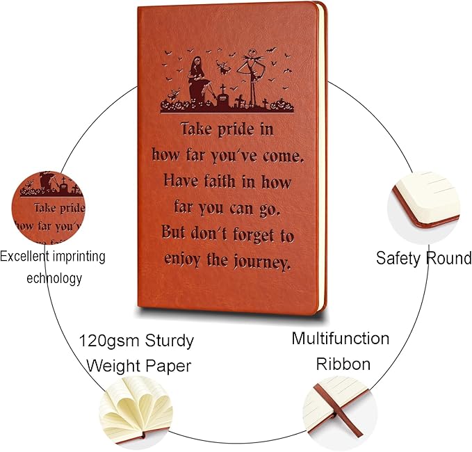 ZWYQWN Jack and Sally Gifts Leather Notebook for Women Men Nightmare Christmas Journal Notebook Nightmare Before Gifts(take pride)