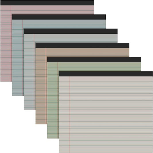 Lincia 6 Pcs 11" x 9.5" Legal Pads College Ruled Notepad Landscape Notebook Horizontal Lined Notebook 80 Gsm Assorted Colors Paper Pastel Writing Pads for School Office, 40 Sheet (Sweet Color)