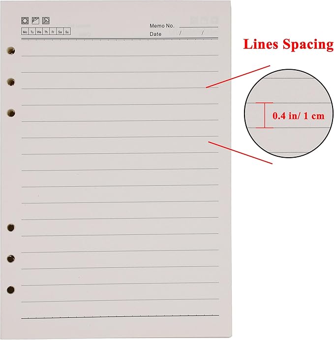 SAYEEC A5 Refill Paper Loose Leaf Lined Paper for A5 Planner Organizer 6 Holes Ring Binder Planner for Journals Notebooks Diaries Inserts, 80 Sheets