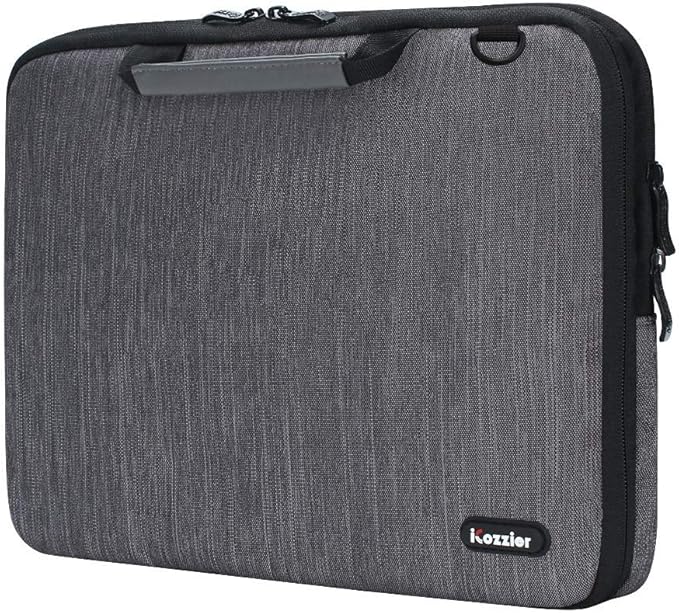 iCozzier 13-13.3 Inch Handle Laptop Briefcase Shoulder Bag Electronic Accessories Organizer Messenger Carrying Case with Shoulder&Luggage Strap - Grey