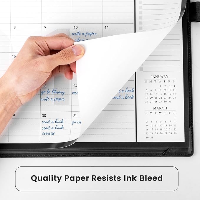 Desk Calendar 2025,12 Month Wall Calendar from Jan 2025-Dec 2025, Small Desk Calendar 12" x 8.5" with To-Do Lists, Leather Desk Pad Calendar with PVC Cover for Home School and Office,Black