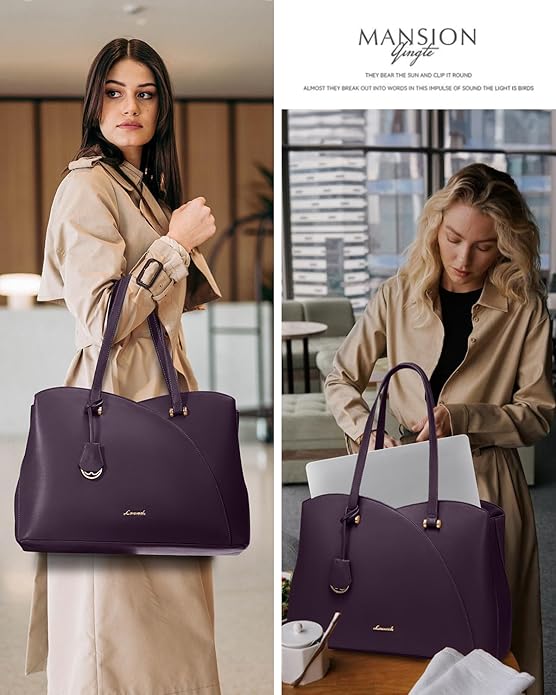 LOVEVOOK Laptop Tote Bag for Women, Work Bags Teacher Tote Bag, Leather Computer Bag Purses Handbag Professional Briefcase