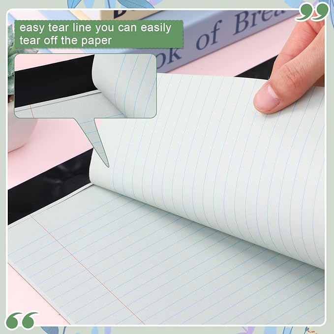 Lincia 11" x 9.5" Legal Pads College Ruled Notepad Landscape Notebook Horizontal Lined Notebook 80 Gsm Assorted Colors Paper Pastel Writing Pads for School Office, 40 Sheet(Boho Color,6 Pcs)