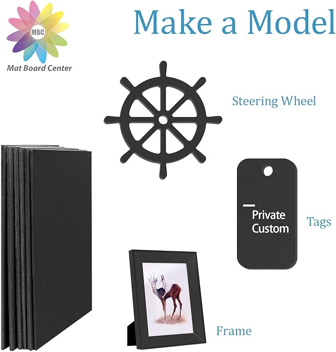 Mat Board Center, Pack of 10 Acid-Free Foam Boards, 11x14 inch Black Foam Boards, 3/16" Thick