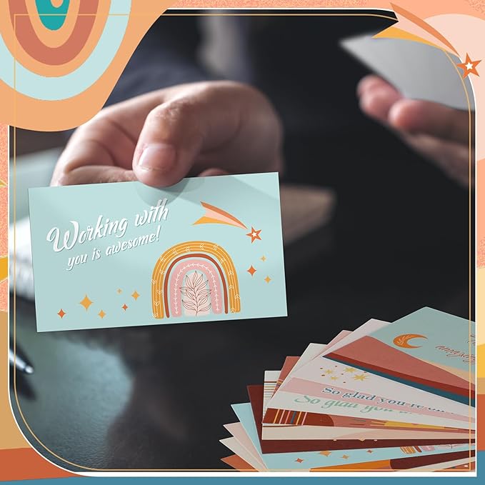 Yeaqee 240 Pcs Employee Appreciation Kudos Cards Funny Blank Back Motivational Card Encouragement Thank You Note Recognition Card for Teacher College Affirmation Gift(Bohemia)