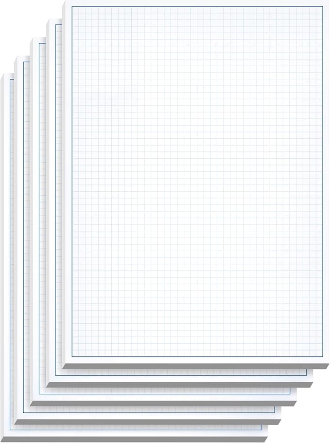 Graph Paper Pad for Blueprint Drawings, Drafting, Engineering Drawing, and Planning - Graph Paper 11x17 Blueprint Quadrille Grid Paper Pads with Blue Lines, High Brightness 50 Sheets (5-Pack)