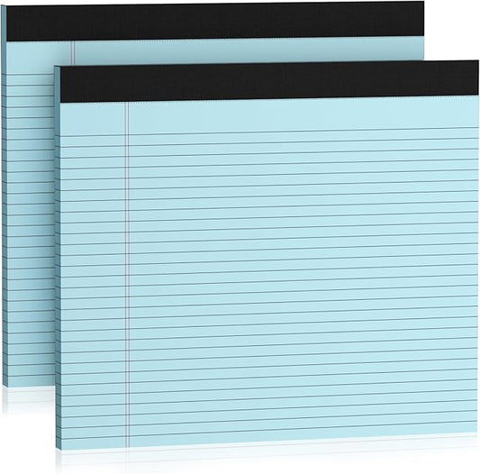 2 Pack Note Pads 11" x 9.5" Legal Pads College Ruled Notepad Micro Perforated Writing Pads Blue Lined Paper 80GSM College Ruled Paper Pad of Paper 30 Sheets Notebook for School, To-Do Lists, Office