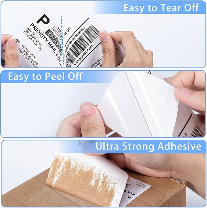 Phomemo 4X6 Thermal Labels - Shipping Labels, Thermal Printer Labels, Fan-Fold Labels for Shipping Labels, Address, Mail, Compatible with Zebra, Munbyn, Rollo, Polono, Nelko, Pack of 100, White