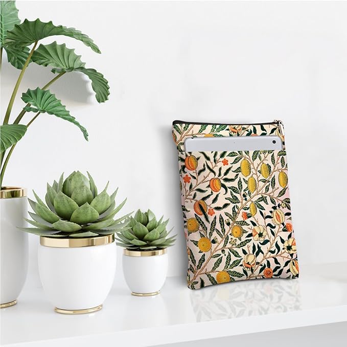 Vintage Flower Lemon Book Sleeve Book Lovers Gifts Autumn Style Waterproof Book Cover Book Accessories Book Covers for Paperbacks Book Pouch Book Protector with Front Pocket for Women Girls Readers