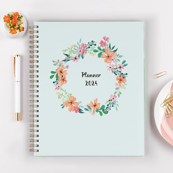 Blue Sky 2024 Weekly and Monthly Planner, January - December, 7" x 9", Frosted Cover, Wirebound, Laurel (135843-24)