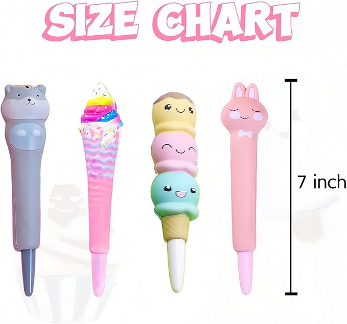 Easter Baskets Kawaii Squishy Pens 4Pcs Cute & Fun Pen for Stationary for Teenage Gifts for Tweens Girls Back to School Supplies