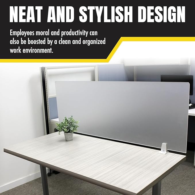 Obex Frosted Acrylic Desk Mounted Privacy Panel, 12", Aluminum