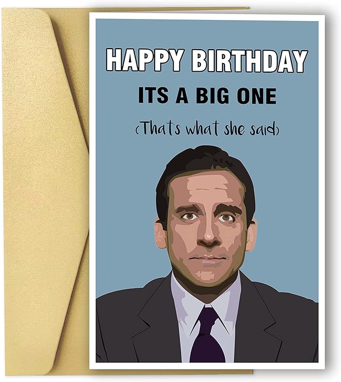 Ziwenhu Happy Birthday Card for Him, Funny Birthday Gifts for Women, Michael Scott Bday Card for Her, The Office Birthday Card for Friend
