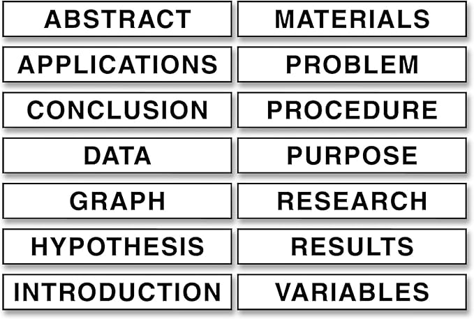 Pacon Self-Adhesive Presentation Science Subtitles, 14 Titles, 1-1/2" x 8-1/2" (3764), White