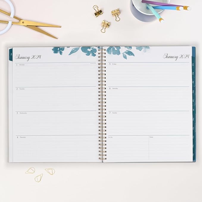 Blue Sky 2024 Weekly and Monthly Planner, January - December, 8.5" x 11", Frosted Cover, Wirebound, Bakah Blue (137261-24)
