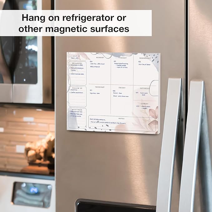 Global Printed Products 8.5" x 11" Horizontal to-Do List and Weekly Planning Pad, 60-Sheets, Soft Pink Floral